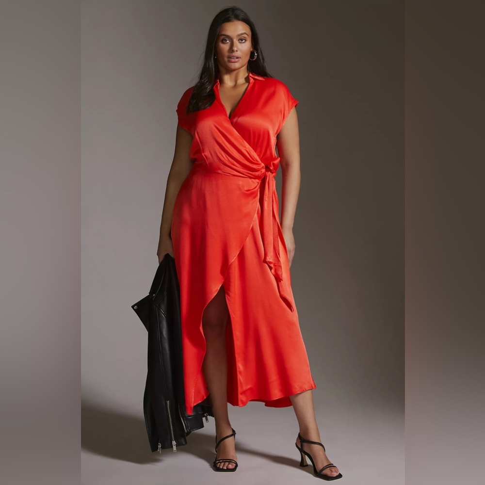 Anthropologie Maeve Open-Back Wrap Midi Dress - Picture 3 of 14